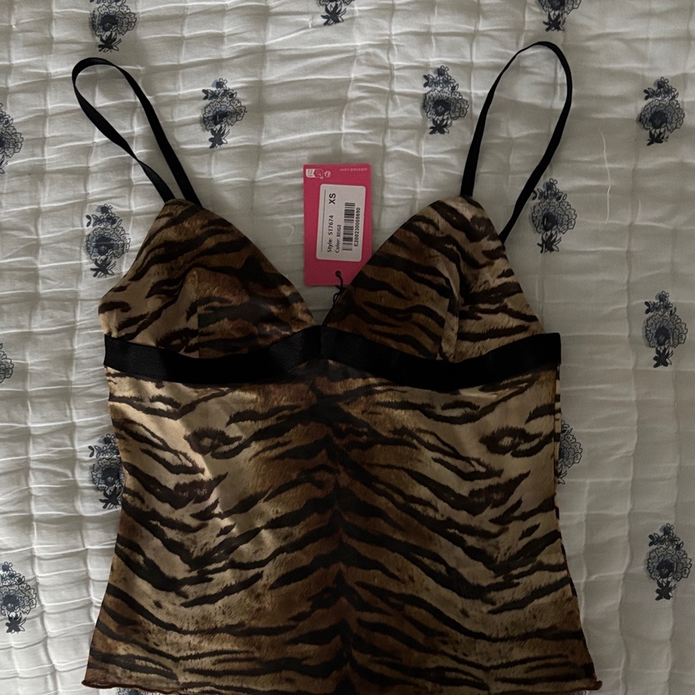 Tiger Print Mesh Camisole Top